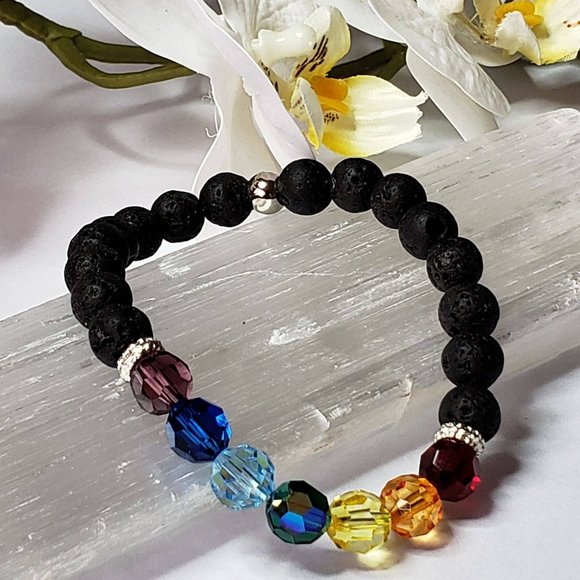 Aromatherapy Chakra Bracelet - Swarovski Crystals - Picture 1 of 6